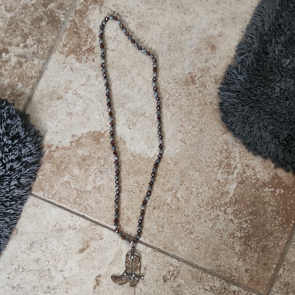 Chic Beaded Necklace with Boot Charm